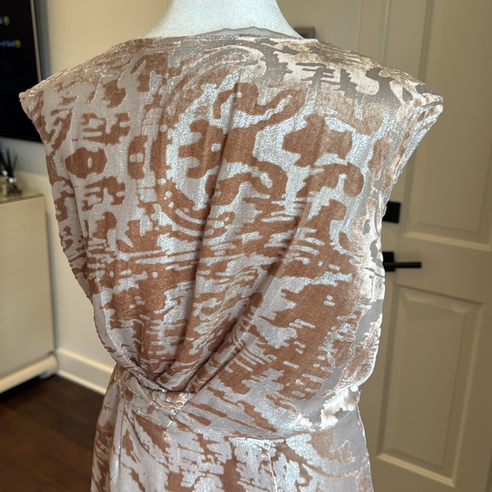 Cynthia Steffe - Josie Burnout Blush & Champagne Gold Metallic Dress - Size: 2 - Picture 7 of 9